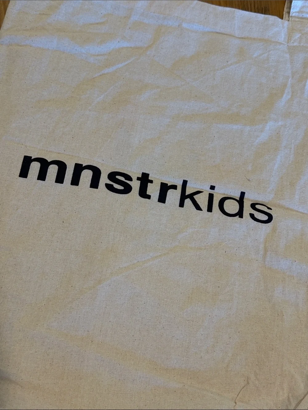Munster Natural Canvas Tote with Black mnstrkids Logo